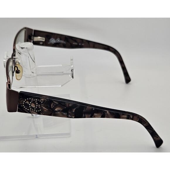 Oleg Cassini OC0132 200 ITM Sunglasses Brown Marble Rhinestone Logo 51-18-140 K6 main image 9